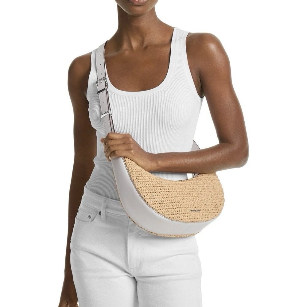 Michael Kors Avra Medium Hand-Crocheted and Leather Crossbody Bag